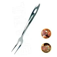Garfo Para Assados Churrasco Grelhados De Inox Para Cozinha 33 Cm Prateado