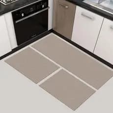 Kit Cozinha 3 Peças Emborrachado Antiderrapante Passadeira 45x140 + 2 Tapetes 45x70