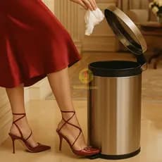Lixeira Inox 3L 5L ou 12 Litros Cesto de Lixo Removível Balde Pedal Aço Inoxidável Redonda Multiuso
