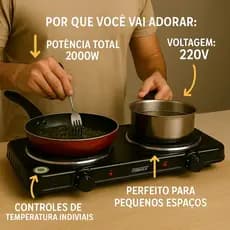 Fogão Elétrico Portátil 2 Bocas 1 Boca 2000W 1000W Indução 5 Níveis Temperatura Fogareiro Cozinha