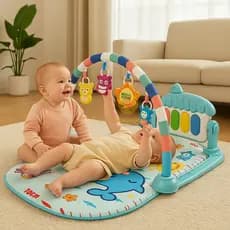 Tapete de Atividades Musical com Piano Interativo e Móbiles para Bebê Desenvolvimento Sensorial