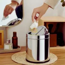 Lixeira Cesto de Lixo Inox Pia Bancada Banheiro Cozinha 3 5 8 Litros Com Tampa Basculante Prata