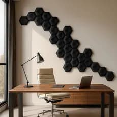 Revestimento Decorativo 3D Hexagonal REVO VERTEX – Kit 5 Peças Modular, Fácil Instalação
