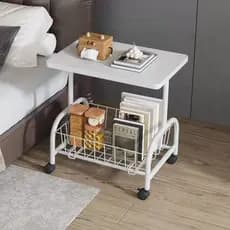 Mesa Lateral Multiuso com Rodinhas Estante Livros Objetos Organizador Prateleira Casa Suporte