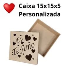 Caixa 15x15x5 em MDF Decorada Dia dos Namorados 15x15x5 Eu te amo
