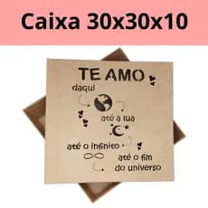 Caixa 30x30x10  presente Te Amo Daqui Até a Lua em MDF  Caixa Personalizada 30x30
