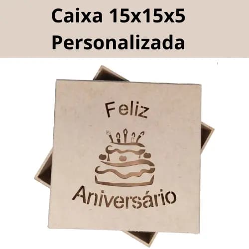 Caixa Convite 15x15x5 Presente Personalizada Aniversario Vazado a Laser Caixa Aniversario 15x15 com 1 unidade
