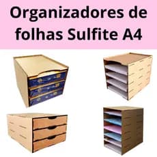 Organizador De Documentos A4 + De 2000 Folhas Escritório Mdf cores Crú Divisórias organizador Sulfite A4 varias medidas