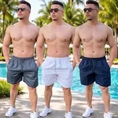 Kit 3 Bermuda Masculina Short Masculino Reforçado Praia Piscina Verão Tactel