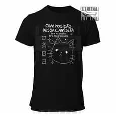 Camiseta Composição 80% Pelo de gato Camisa 100% Algodão Perfeita Para Pelos de Gatos, Felino Fofo  Gatinho