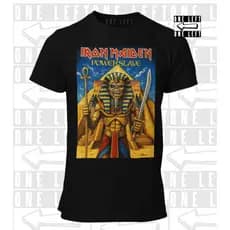 Camiseta Iron Maiden Powerslave Camisa Unissex 100% Algodão Rock In Roll Turne Brasil Roqueiro Skull Caveira Banda