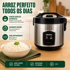 Panela de Arroz e Legumes Elétrica 1L Inox Rápida Fácil Usar 110V 220V