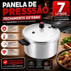 Panela Pressão Alumínio 10 e 7 Litros Com Fechamento Externo Resistente Seguro Rápido Cozimento