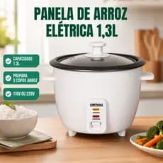 Panela Elétrica de Arroz 1,3 L Branca 110V 220V Faz 5 Xicaras Legumes a Vapor Rápida Fácil Usar