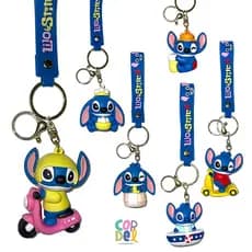 Chaveiro 3D Lilo & Stitch Emborrachado com Mosquetão