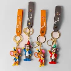 Chaveiro 3D Tom & Jerry Emborrachado com Mosquetão