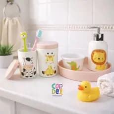 Kit Organizador Higiene de Porcelana Decorativo Infantil 5 Peças