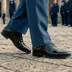 Sapato Social Militar Verniz Alto Brilho Formatura Aeronáutica Marinha Confortável Antiderrapante