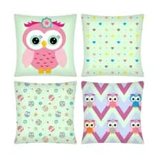 Kit com 04 Capas de Almofadas Decorativas Infantil 43x43cm / Almofada Infantil / Estampa Temática / Estampa Infantil