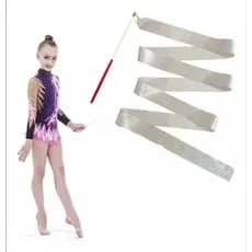 Fita De Ginastica Cor Prata Com Estilete Infantil 2mt