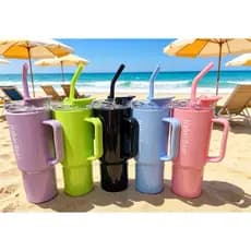 Garrafa de água 1200ml/ KIT2(800ml e 300ml)com canudo Várias cores plástico  (Adesivo grátis para garrafa de água)