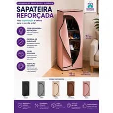 Sapateira Armário Organizadora Multiuso Adulto/Infantil  Corino Ziper, 4 Prateleiras Diversas Cores.