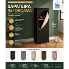 Sapateira Organizadora Corino Reforçada 4 Prateleiras Forradas Zíper Armário Vertical Diversas Cores