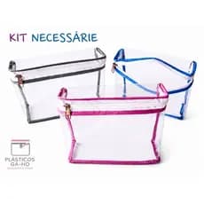 Necessaires Kit- 20 und com bordas Rosa, Azul ou cinza - Organização Praticidade Estilo Festas Bolsas Mala Bolsas Viagem