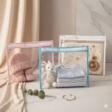 Kit- Saquinho Maternidade -10 à 50un -Rosa Azul e Branco Organizador Multiuso Necessaire - Mala bolsa Envelope com ziper
