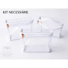 Kit 05 Estojo Necessaire Pvc Transparente Com Zíper Para melhor utilidade nas viagens 18x15x5