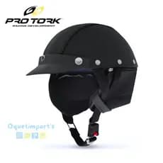 Capacete Coquinho Aberto Couro Sintético Antialérgico Preto Bike Custom Pro Tork