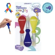 Pincel Ergonômico Kit 3 Unidades Para Crianças Atípicas TEA TDH TOD - Colorjoy