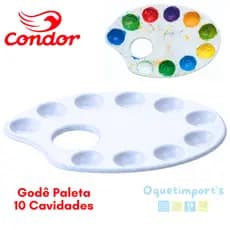 Bandeja Paleta Godê 10 Cavidades Condor Pintura em Tela Tinta Guache e Acrílica