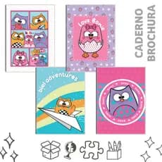 Caderno Brochura Universitário Capa Dura Bubu e As Corujinhas 80 Folhas - 1 caderno