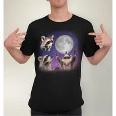 Camiseta Guaxinim Lua Engraçada Divertida Racoon Preta Premium Alta Qualidade Algodão Estampada