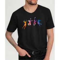 Camiseta Volei Volleyball Voleibol Praia Design 100% Algodão Preta Branca