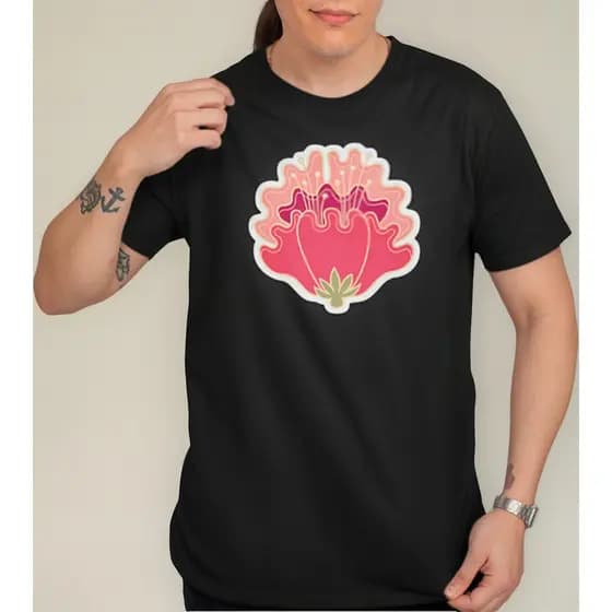 Camiseta Flor Rosa Pink Petalas Tulipas Rosa 100% Algodão Preta Branca