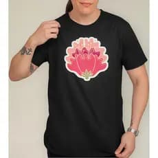 Camiseta Flor Rosa Pink Petalas Tulipas Rosa 100% Algodão Preta Branca