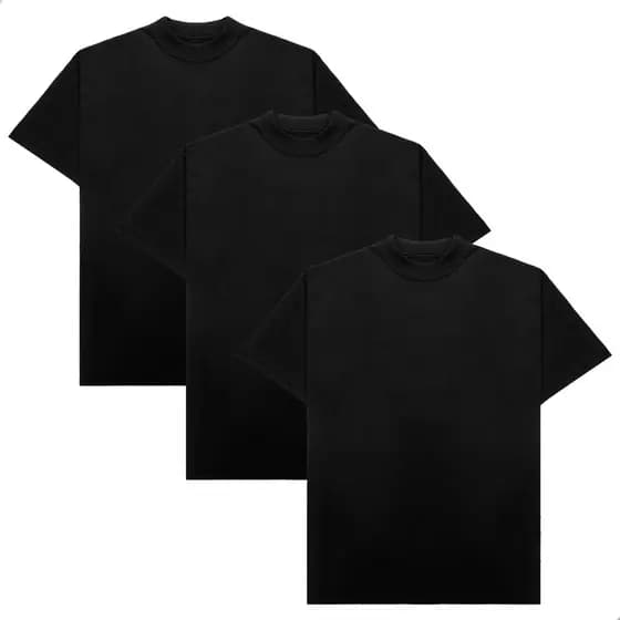 Kit 3 Camisetas Lisa Básica 100% Algodão Premium Preta Masculina Top Original Manga Curta