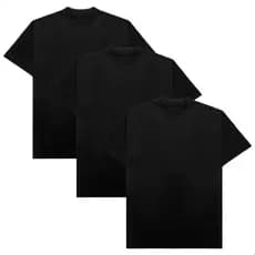 Kit 3 Camisetas Lisa Básica 100% Algodão Premium Preta Masculina Top Original Manga Curta