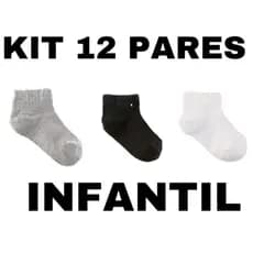 Kit 12 ou 6 Pares de Meias para Crianças infantil e juvenil algodão