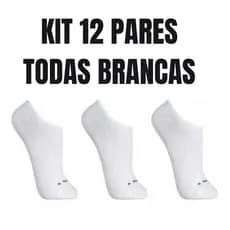 12 pares de meias soquete invisivel algodão todas Brancas