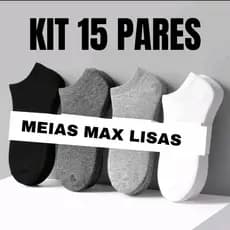 Kit 15 pares de meias soquete lisas max curta