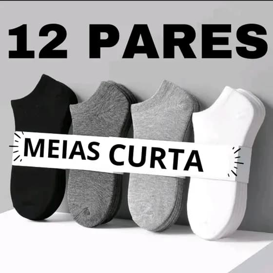 Kit 12 Pares de Meias Soquete invisivel 80% algodão