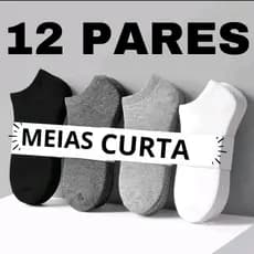 Kit 12 Pares de Meias Soquete invisivel 80% algodão