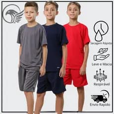 Conjunto Infantil Juvenil Premium Roupas Leves Secagem Rápida Tecido Respirável e Conforto