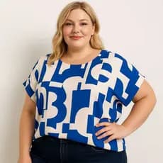 Blusa Feminino Plus Size Decote Redondo Viscolinho