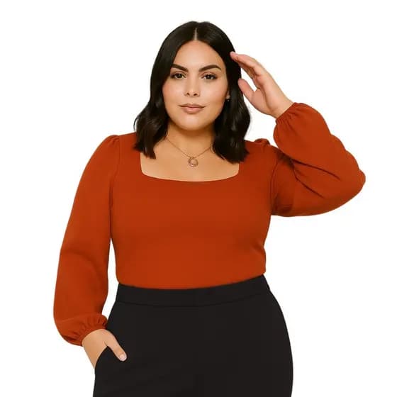 BLUSA FEMININO CROPPED MANGA LONGA PLUS SIZE