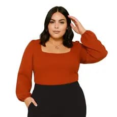 BLUSA FEMININO CROPPED MANGA LONGA PLUS SIZE