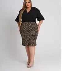 Saia Recta Feminina  Moda  Evangélica Plus Size Midi Cintura Alta Secretaria Congreso